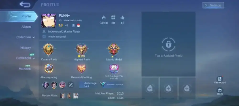 Jual akun Mobile Legend 2020 (Dapat diamond gratis)