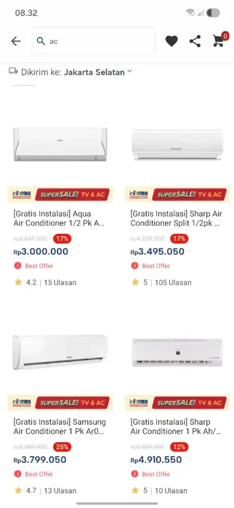 Promo ac murah 1/2pk ready stok