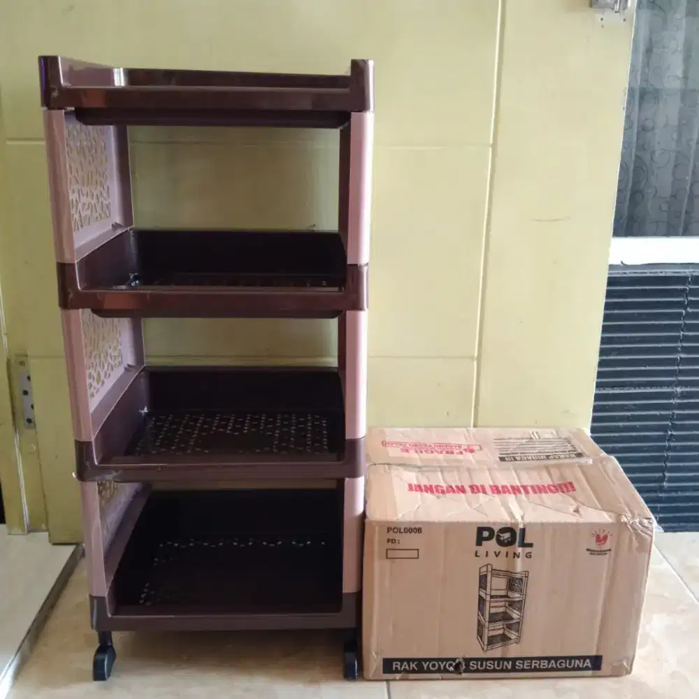 Rak Apartemen/ Serbaguna Plastik 4 Susun Ada Roda POL Living (MOCCA)