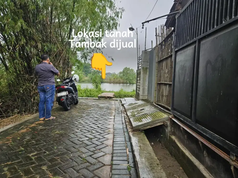 Tanah tambak pinggir jalan desa lokasi perbatasan cerme benjeng