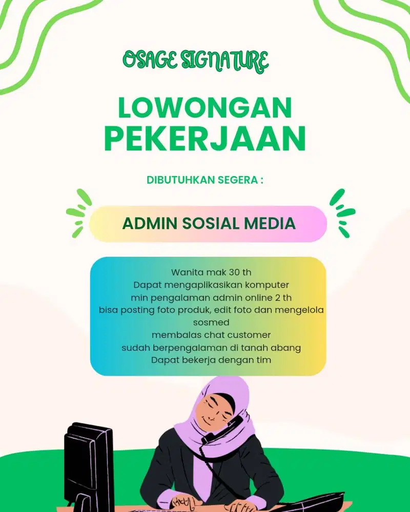 Admin Sosmed dan Fotograph ( wanita)