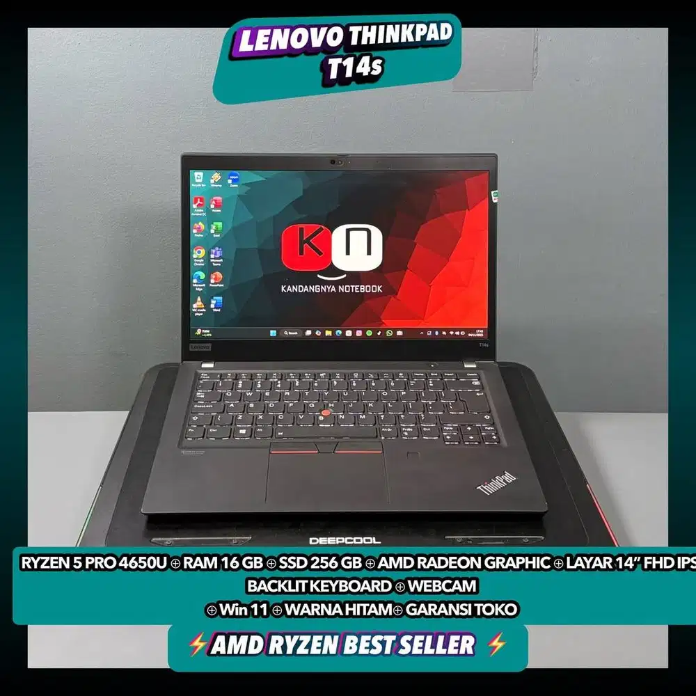 Laptop Lenovo Thinkpad T14s Ryzen 5 4650U Ram16/256GB Layar Fhd Ips
