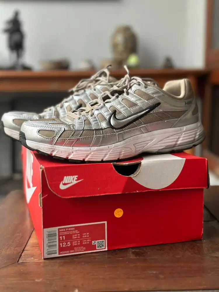 Nike P6000 Khaki Metallic Silver Size 45 Fullset Box