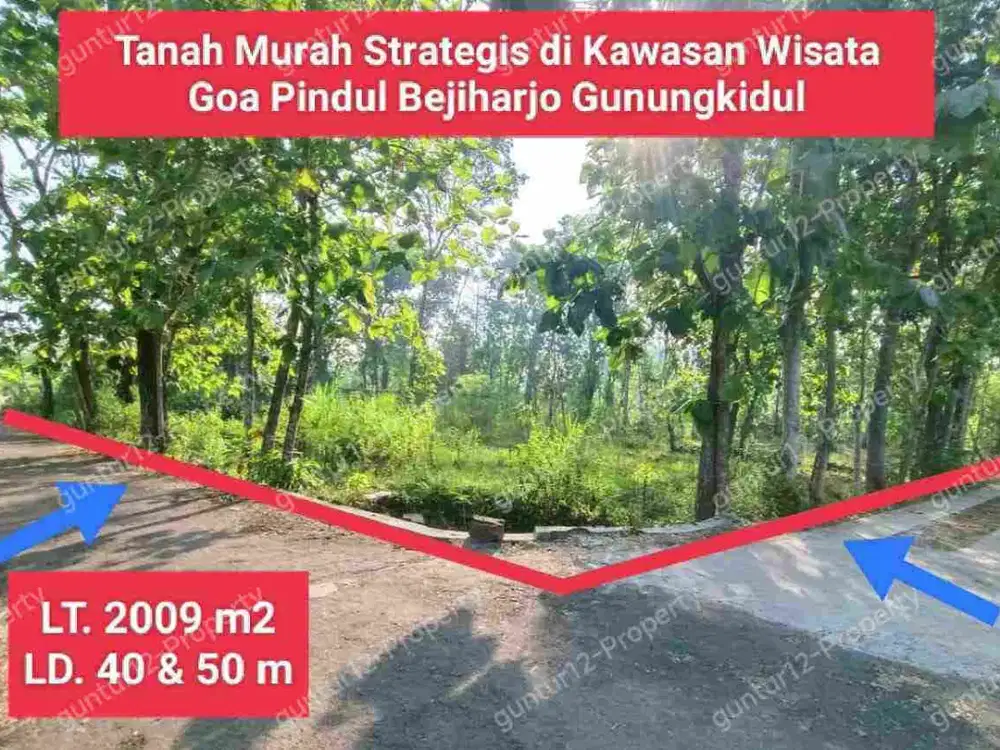 Jual Tanah Mangku Jalan Aspal (Hook) 2 Muka Jalan Di Kawasan Wisata Kota Gunungkidul Turun Harga!!!