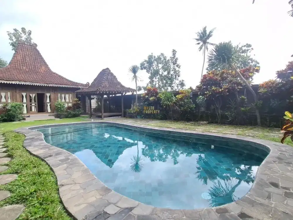 Villa Joglo Tanah Luas Lingkungan Segar dan Nyaman Full Furnished