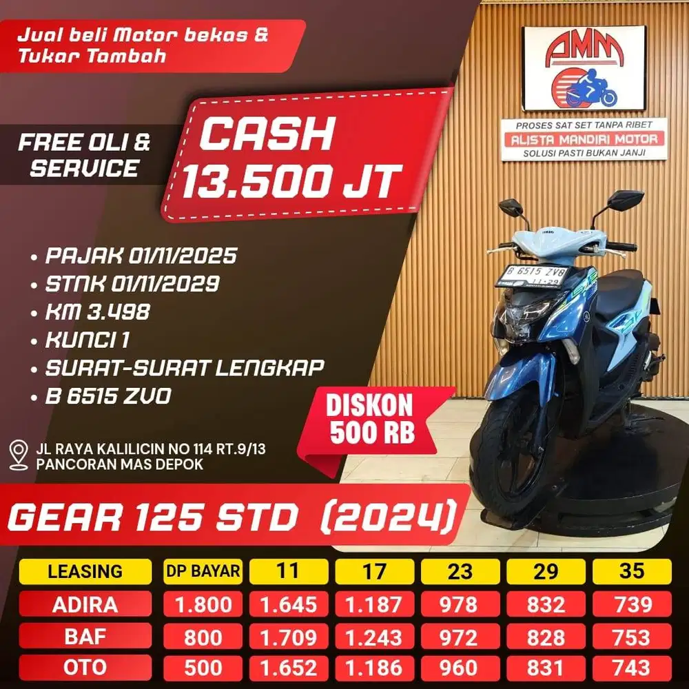 DP 500 YAMAH GEAR 125 TH 2024 KM LOW LIKE NEW BISA CASH /TRADE IN