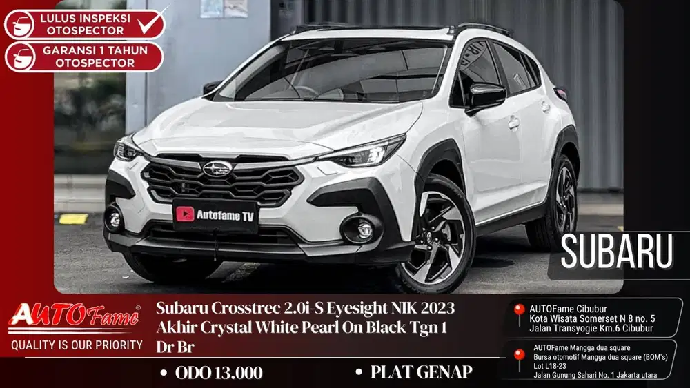 Subaru Crosstrec 2.0i-S Eyesight NIK 2023 Akhir Crystal White Pearl On