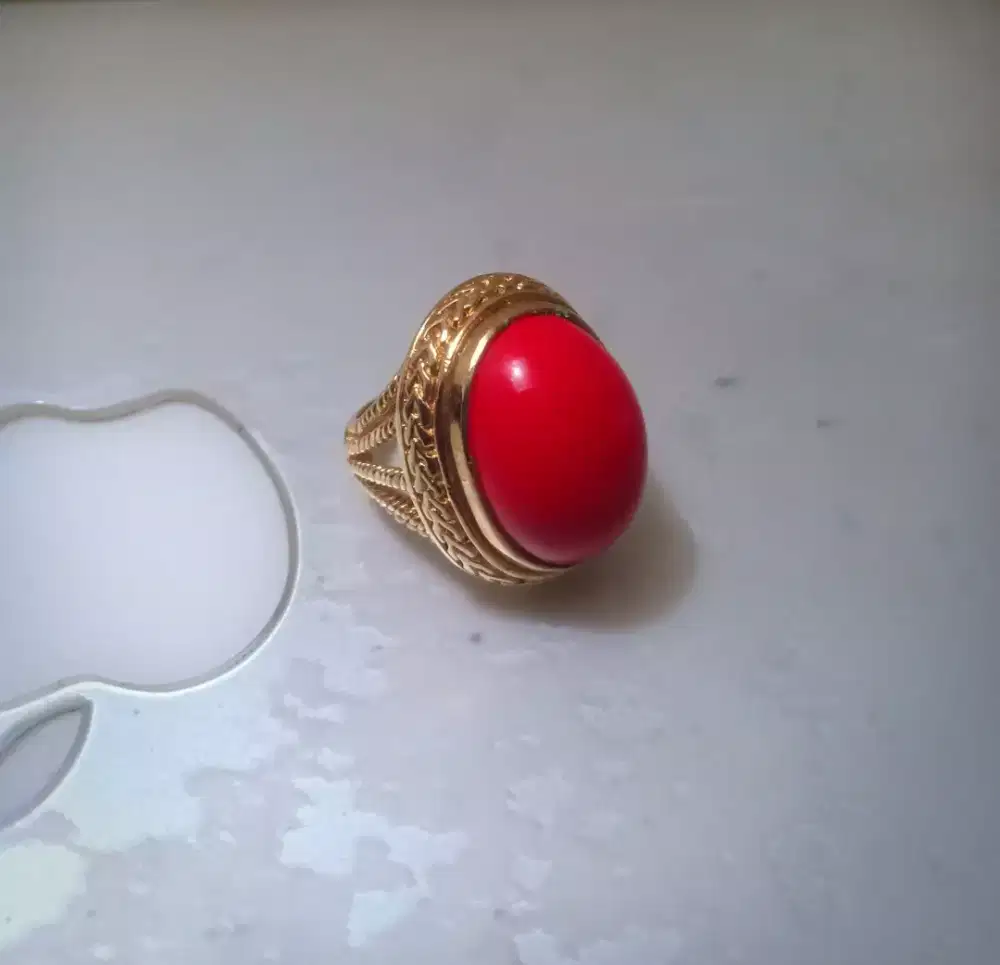 Cincin batu alam Karang Merah / Natural Red Coral