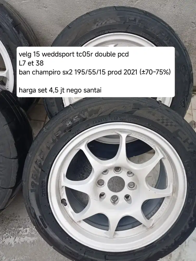 Velg 15 weddsport tc05 pcd 4x100/114 ban champiro sx2 195/55/15