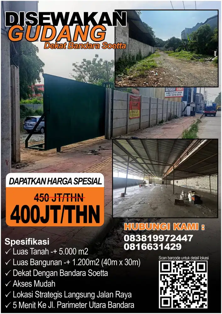 DISEWAKAN GUDANG DEKAT DENGAN BANDARA