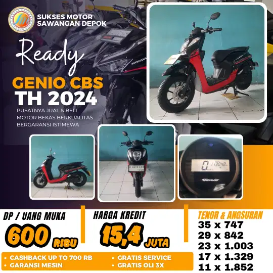 PROMO KREDIT DP 600 HONDA GENIO CBS TH 2024 UNIT MULUS BERGARANSI