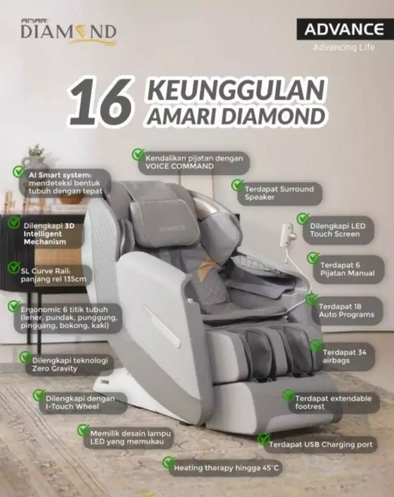Kursi Pijat Advance Full Body Amari Diamond Massage Chair
