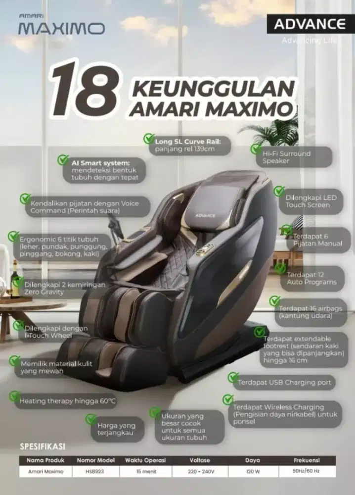 Kursi Pijat Full Body Amari Maximo Advance Massage Chair