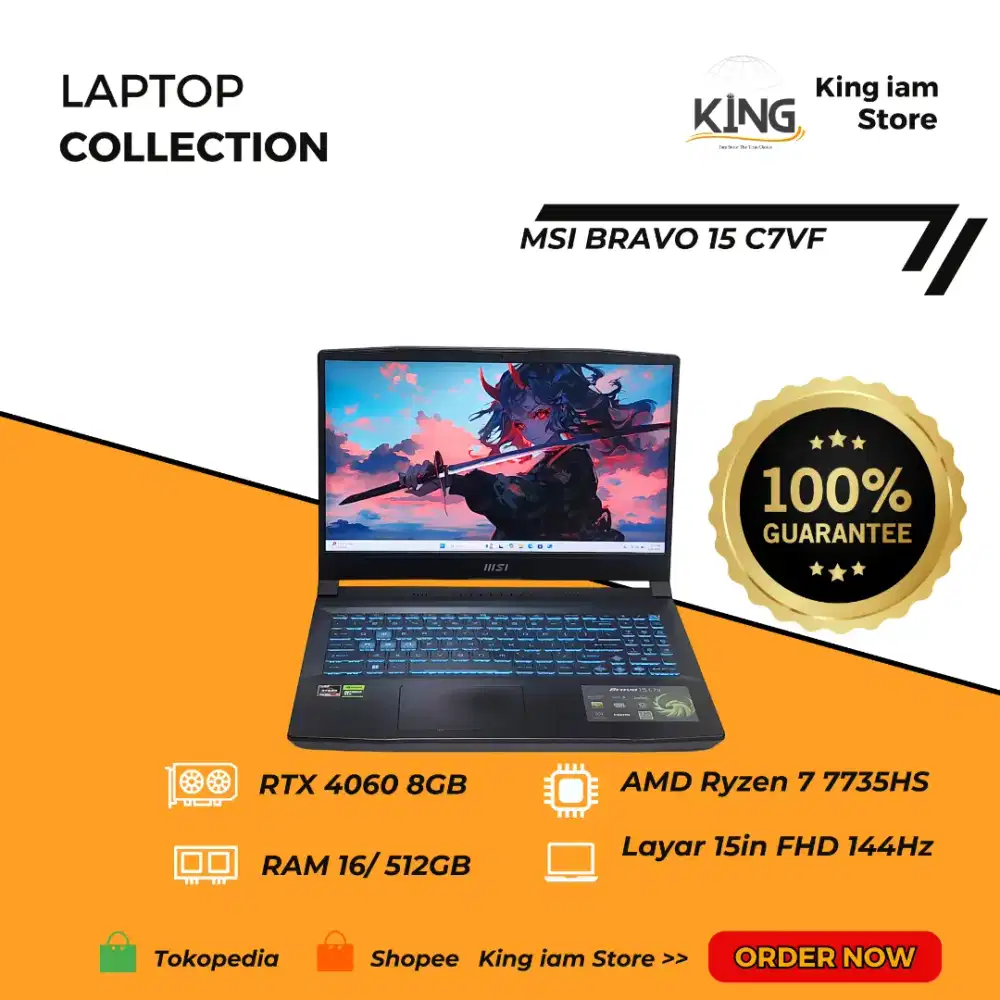 MSI Bravo 15 C7VF Ryzen 7 7735HS RTX 4060 8GB 16GB 512GB