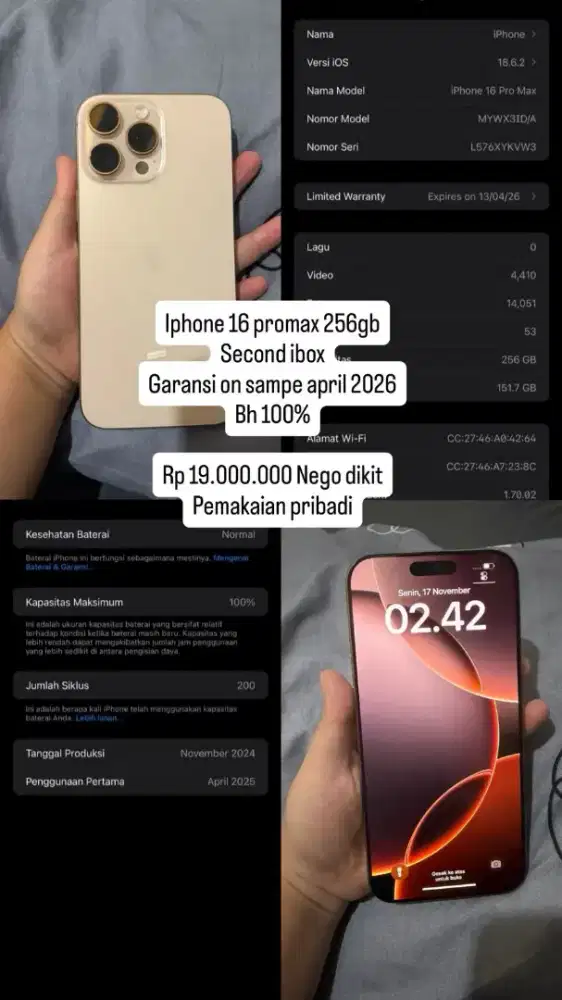 IPHONE 16 PROMAX 256 GB SECOND IBOX