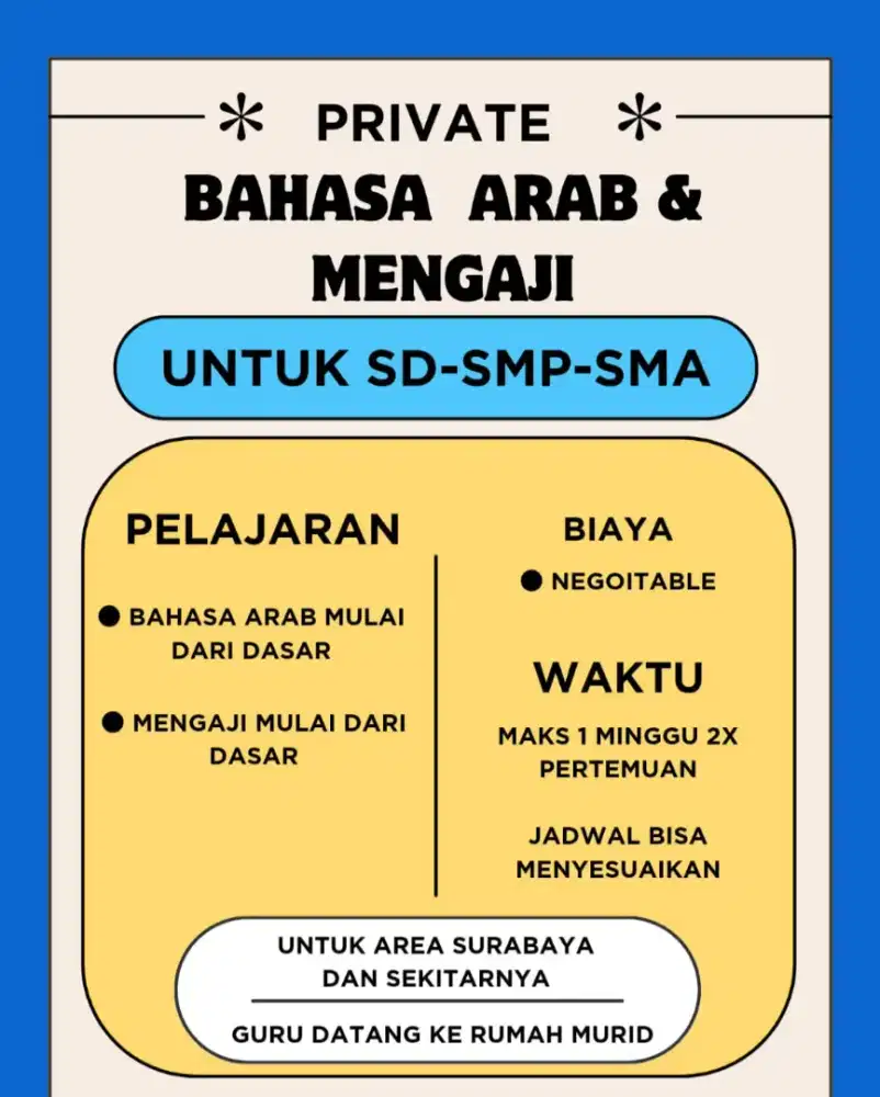 Les privat bhs arab & mengaji