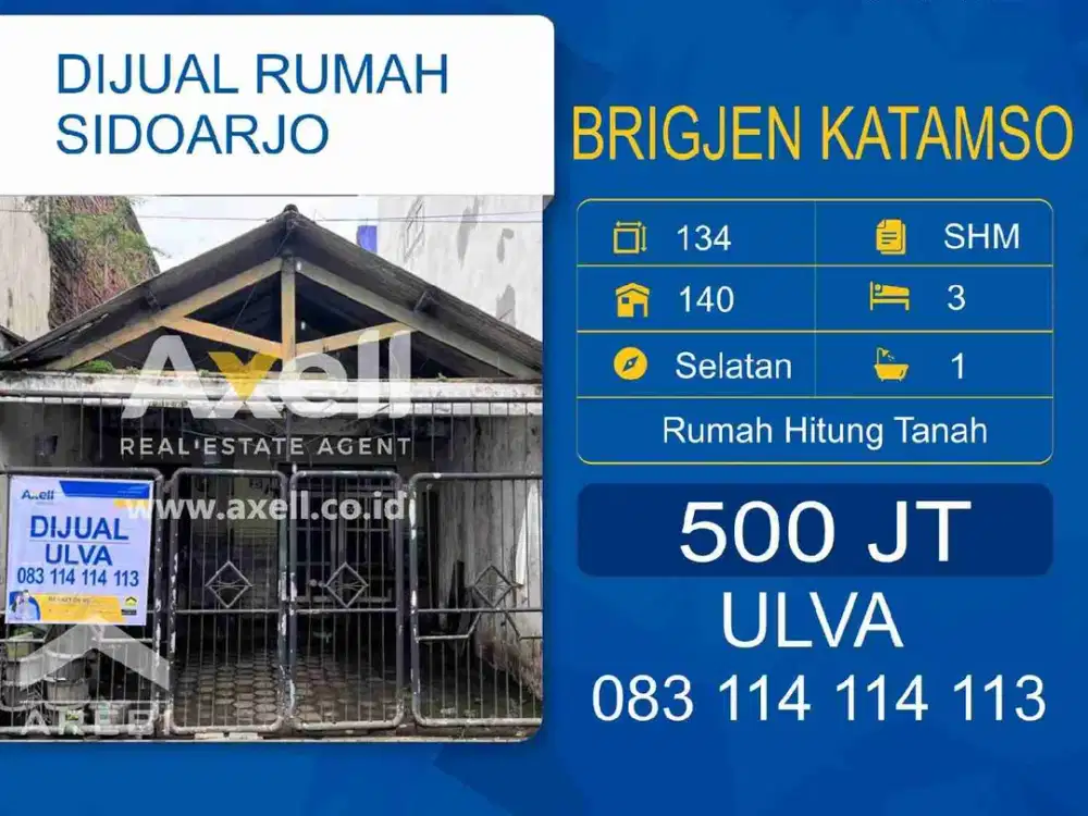 Rumah Hitung Tanah Brigjen Katamso Dijual