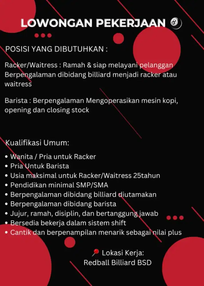 BUTUH CEPAT RACKER BILLIARD