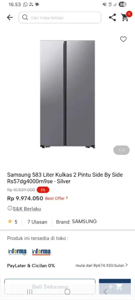 Kulkas RS57dg400m9se - Silver  SAMSUNG