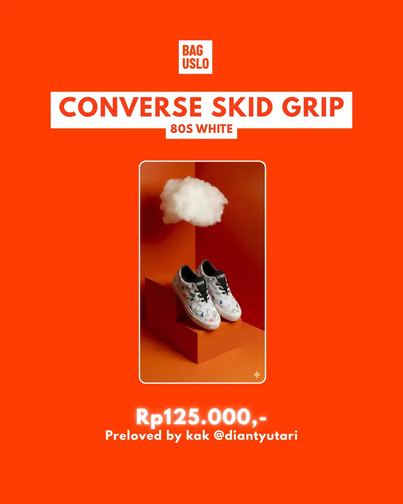 Converse Skid Grip 80's Archive Print Ox | Size 38 | COD Depok