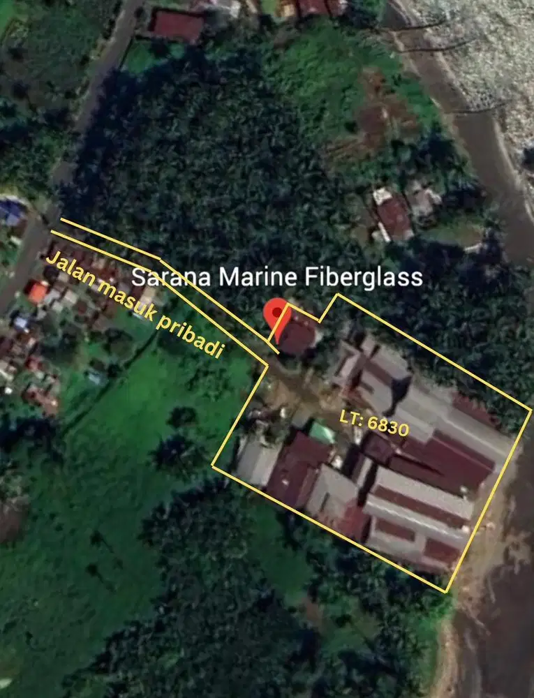 Dijual Tanah dan Bangunan Tepi Pantai