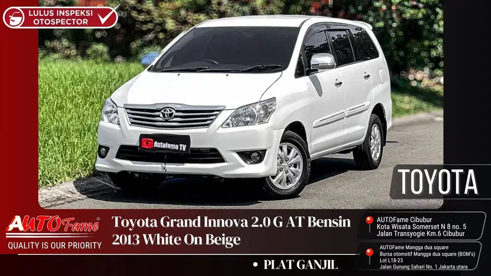Toyota Grand Innova 2.0 G AT Bensin 2013 White On Beige