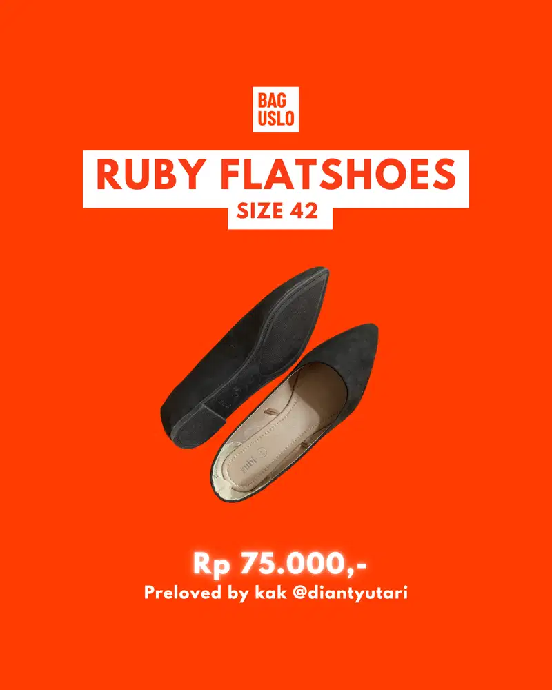 Rubi Flatshoes Warna Hitam | size 42 | Preloved | Bisa COD Depok