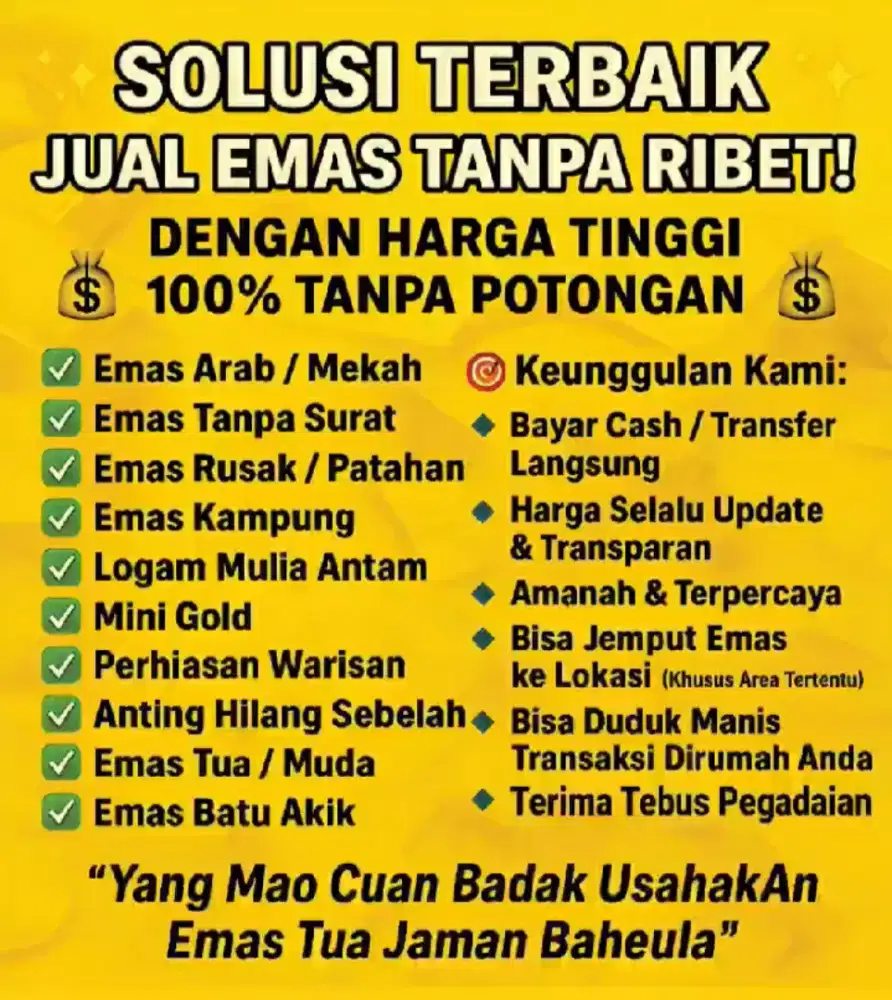 terima jual beli emas kuno emas tanpa surat emas batangan antam