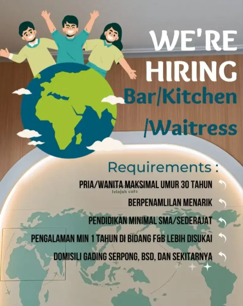 Lowongan Kerja Cafe bagian BAR dan Kitchen