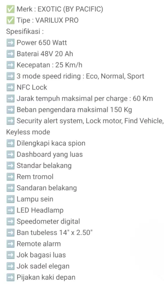 SEPEDA LISTRIK VARILUX PRO