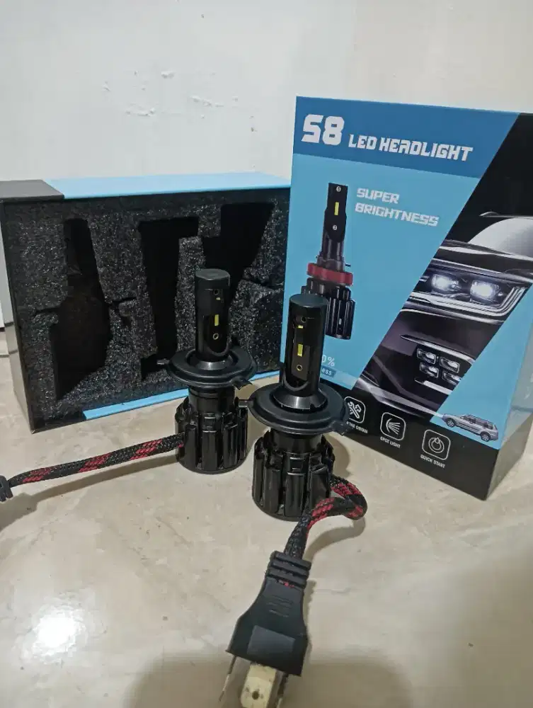 Lampu LED H4 white blue mobil 55watt