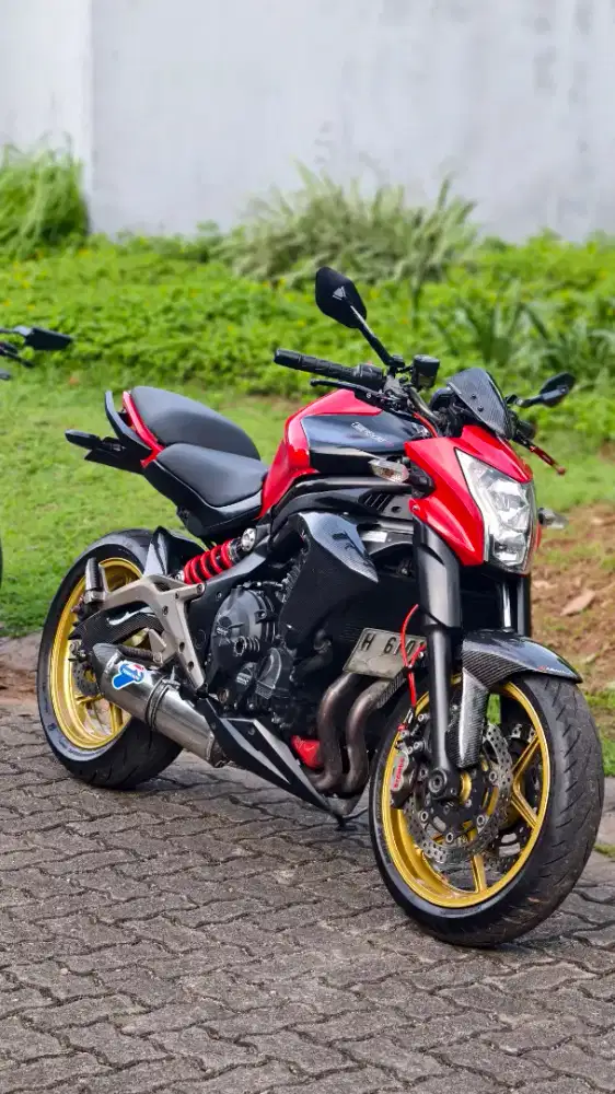 Kawasaki Er6N Red 2012, modif banyak, cakep, siap gas, no PR