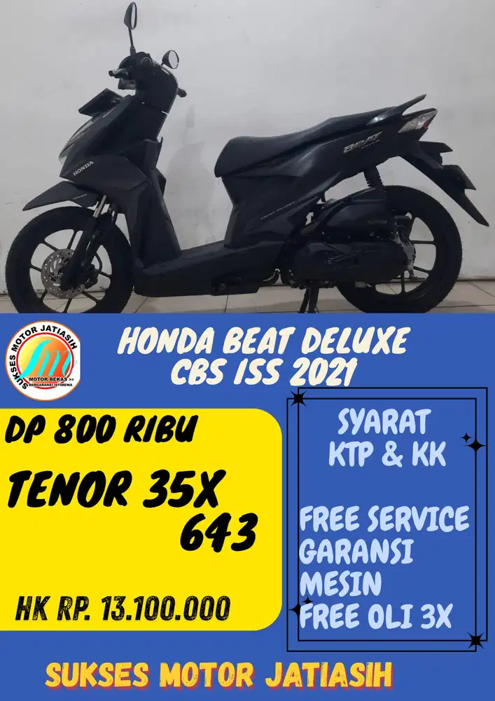 DP MURAH HONDA BEAT DELUXE CBS ISS 2021DP 600 RIBU BISA CASH/KREDIT