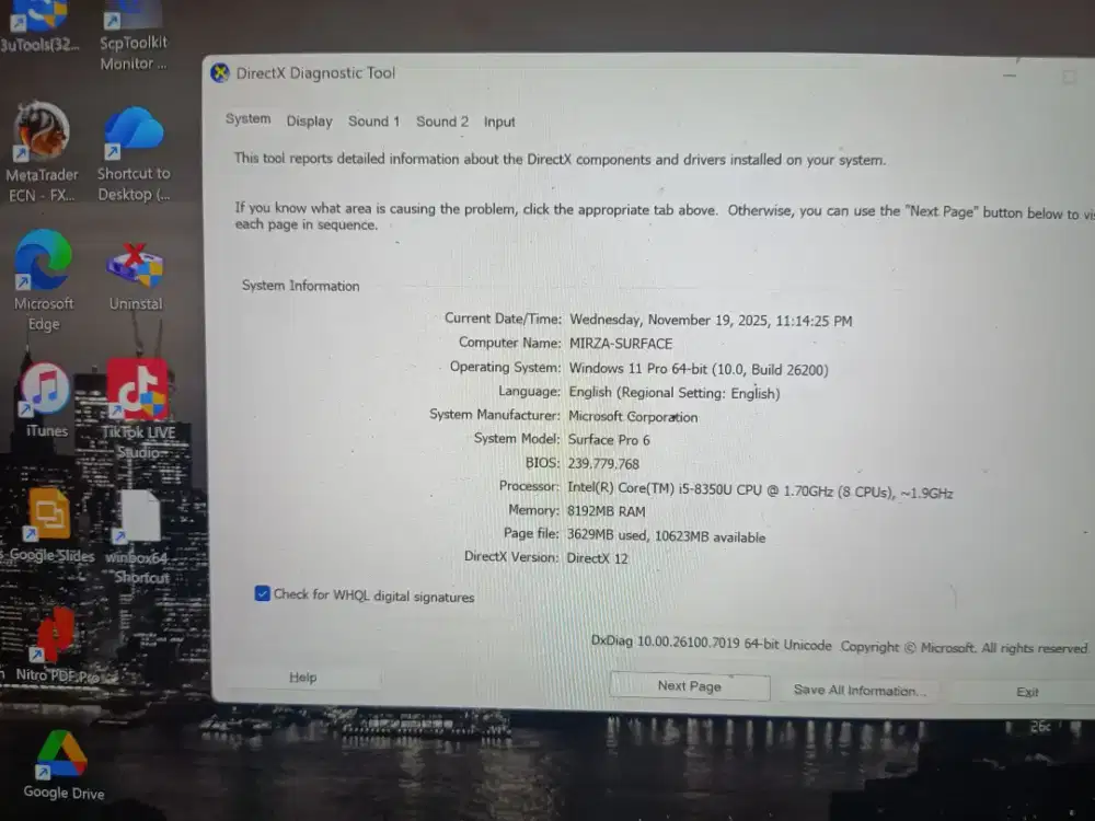 Surface pro 6 core i5