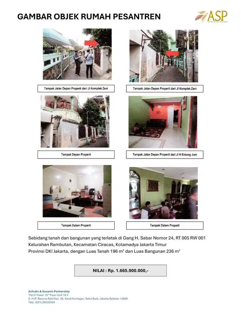 Dijual Tanah dan Bangunan di Ciracas