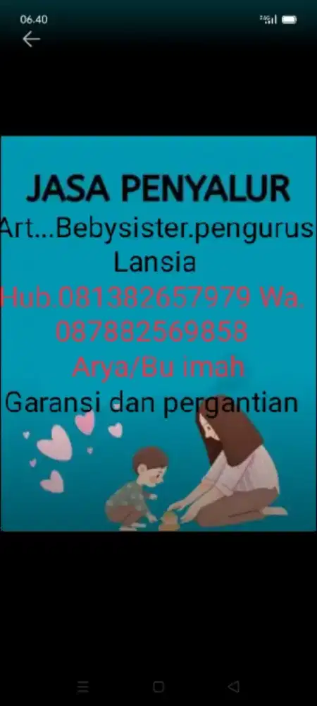 Penyalur art dan bebysister dan pengurus lansia