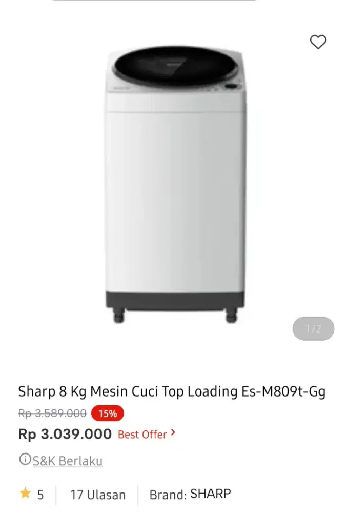 MESIN CUCI TOP LOADING 8KG