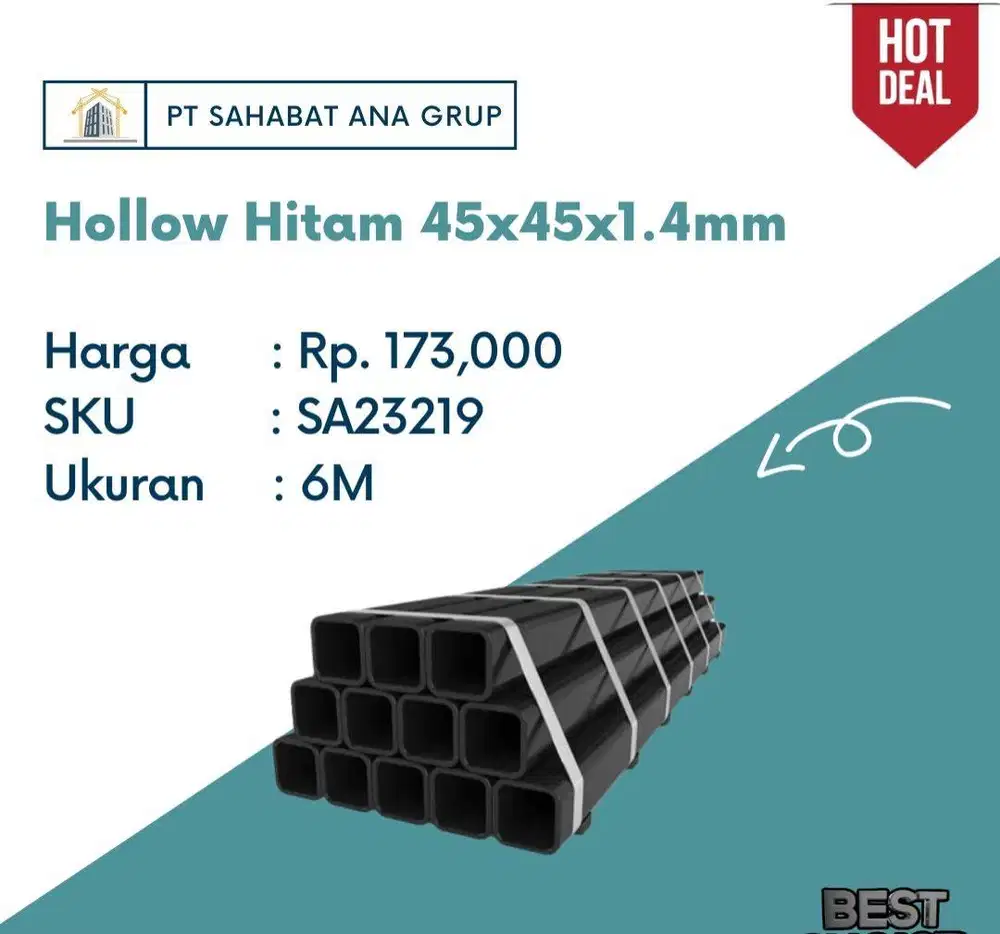 Hollow Hitam 45x45x1.4mm
