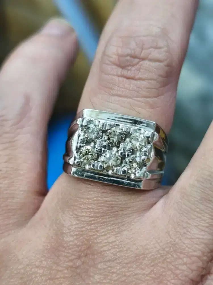 Batu berlian ring perak tebal