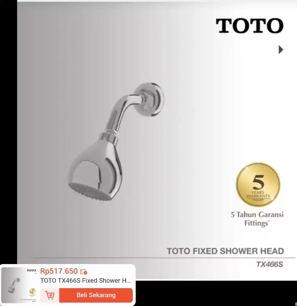 Dijual kepala shower merk TOTO belom terpakai