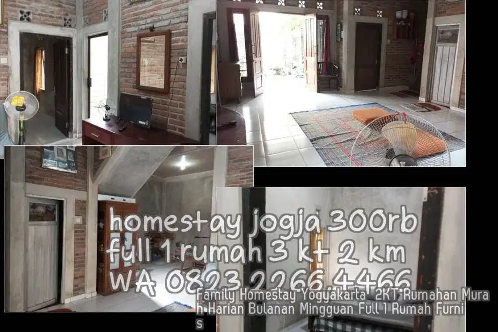 Family Homestay Yogyakarta  2KT Rumahan Murah Harian Bulanan Mingguan