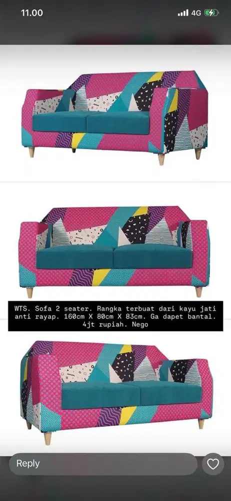 Jual Sofa 2 Seater Rangka Kayu Jati