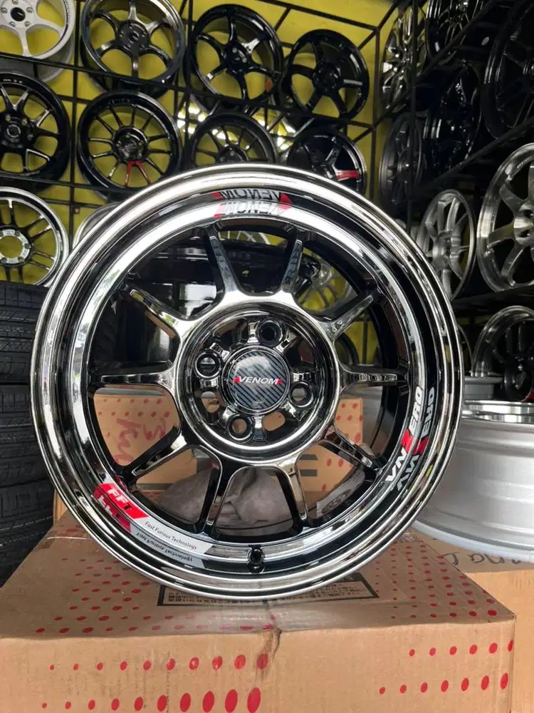 VELG VENOM BLACK CHROME R15x6,5 H4x100 ET42 BRIO,jAZZ,AGYA.YARIS.FREED