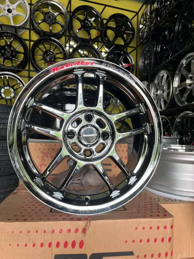 VELG RACINGHART BLACK CHROME R15x6,5 H4x100 AGYA,YARIS,BRIO,JAZZ