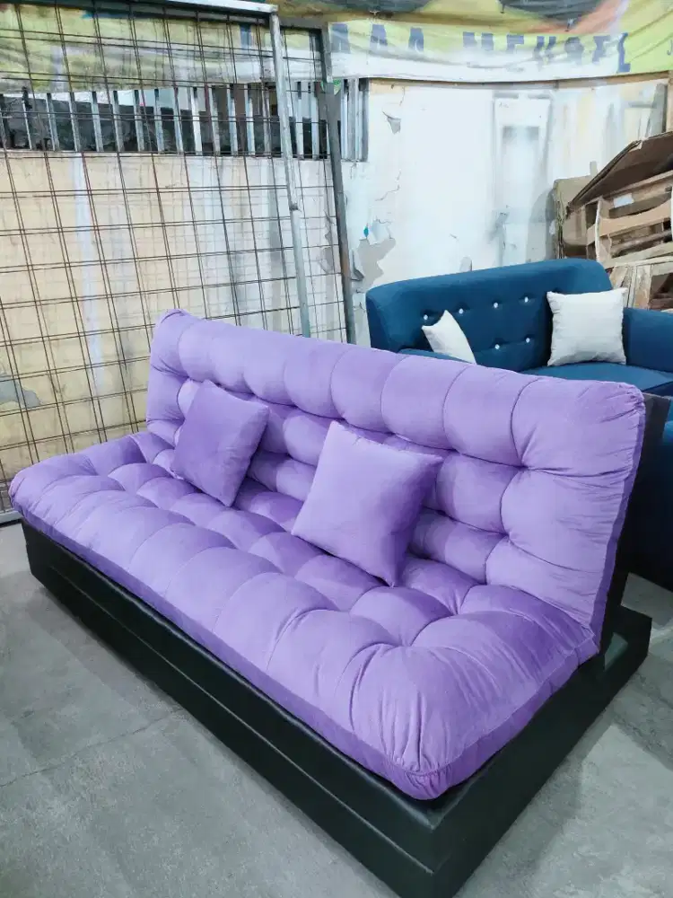 Sofa bed murah warna ungu bisa costum warna bahan dan ukuran