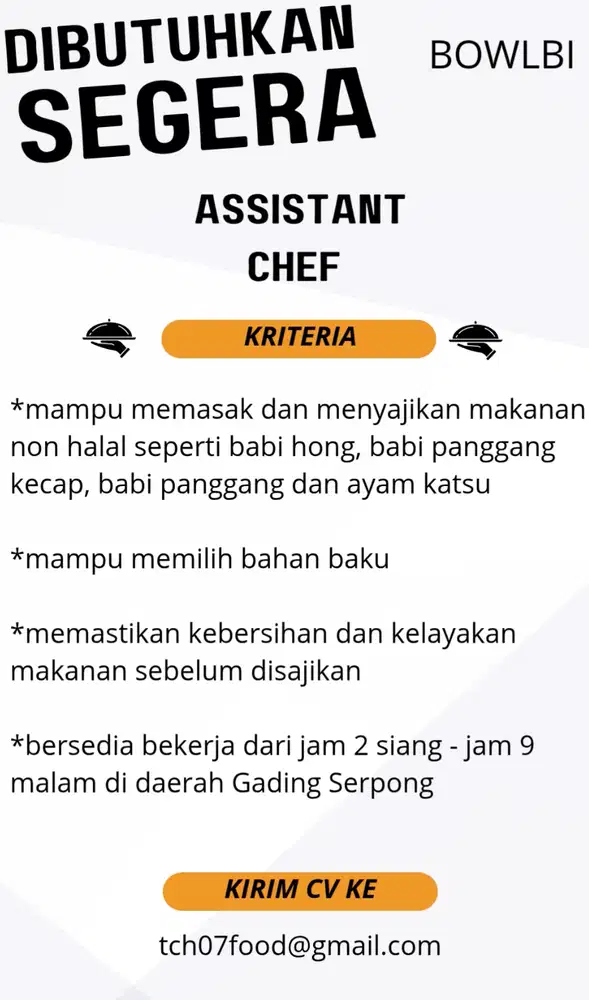 Assistant chef non halal