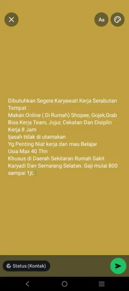 Di Butuhkan Segera Karyawati