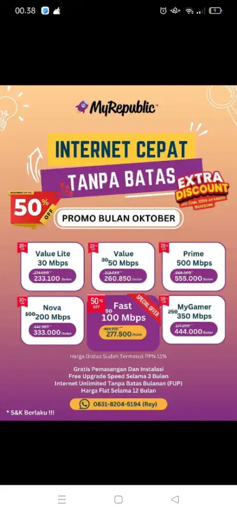Pantai indah kapuk promo pemasangan internet myrepublic WiFi Myrep
