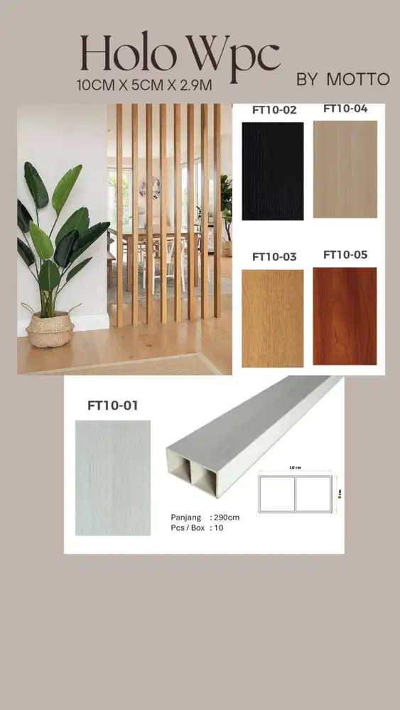 Partisi Hollow PVC 2,9m - Kisi Kisi Sekat Ruangan Indoor 5cm x 10cm