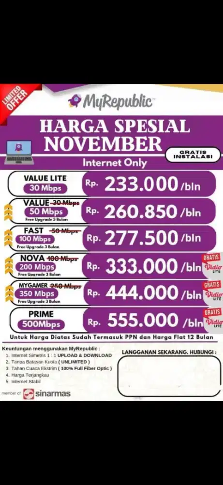 BSD Promo pemasangan internet myrepublic WiFi Myrepublic